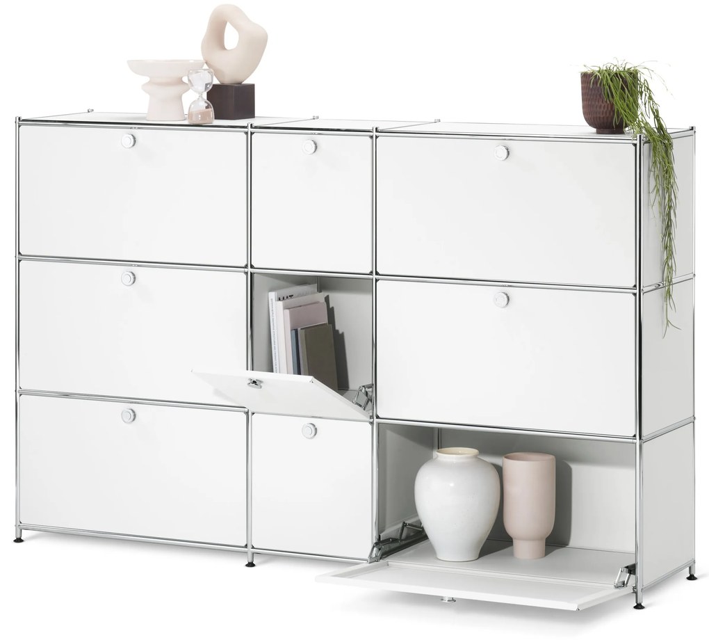 Komoda »CN3« s 9 výklopnými dvierkami, biela