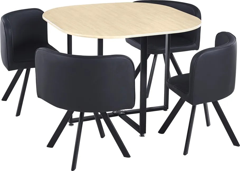 Jedálenský set Brianite (pre 4 osoby) (dub + čierna). Vlastná spoľahlivá doprava až k Vám domov. 1064679
