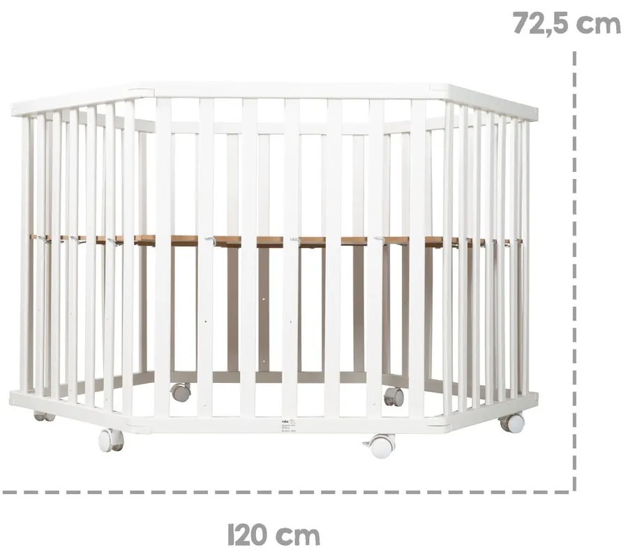Biela detská ohrádka s nastaviteľnou výškou/na kolieskach – Roba
