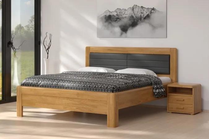 BMB ADRIANA STAR - masívna dubová posteľ s čalúneným čelom 140 x 200 cm, dub masív + čalúnené čelo