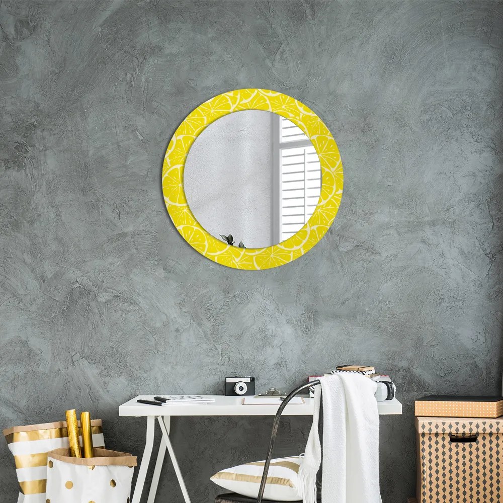 Okrúhle dekoračné zrkadlo s motívom Citrón fi 60 cm