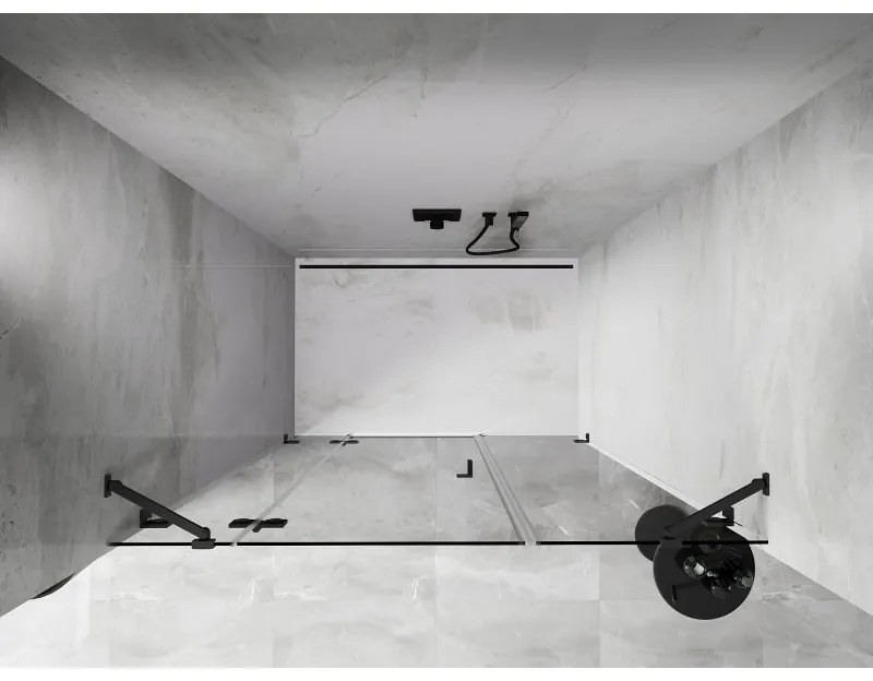 Mexen Lunar, ľavé otočné sprchové dvere 160 cm, 8mm číre sklo, grafitový profil, 834S-160-050-95-00-L