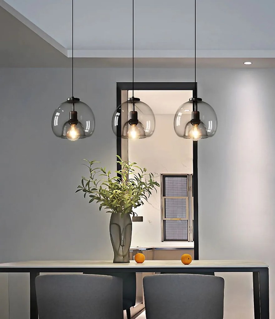 Toolight - závesné sklenené svietidlo s dymového skla E27 60W APP1027-1CP, čierna, OSW-01154