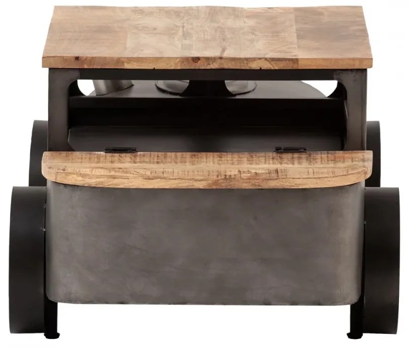 furniture-nabytek.cz - Masívny konferenčný stolík Car II z mangového dreva a kovu, lakovaný, šedý – 102×65×48 cm