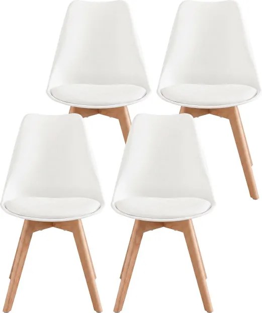 Set štyroch jedálenských stoličiek KDCB35888WD01 (4 ks) biele / hnedé nohy