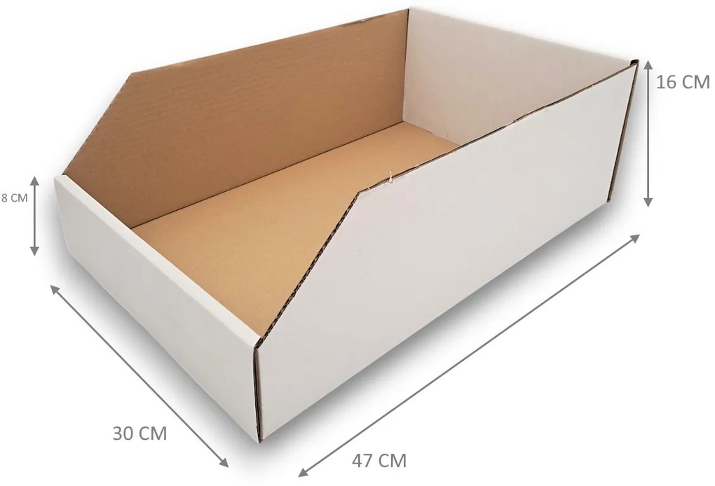 Úložné boxy na oblečenie, organizéry do skrine BIELY KARTÓN 30 x 47 cm