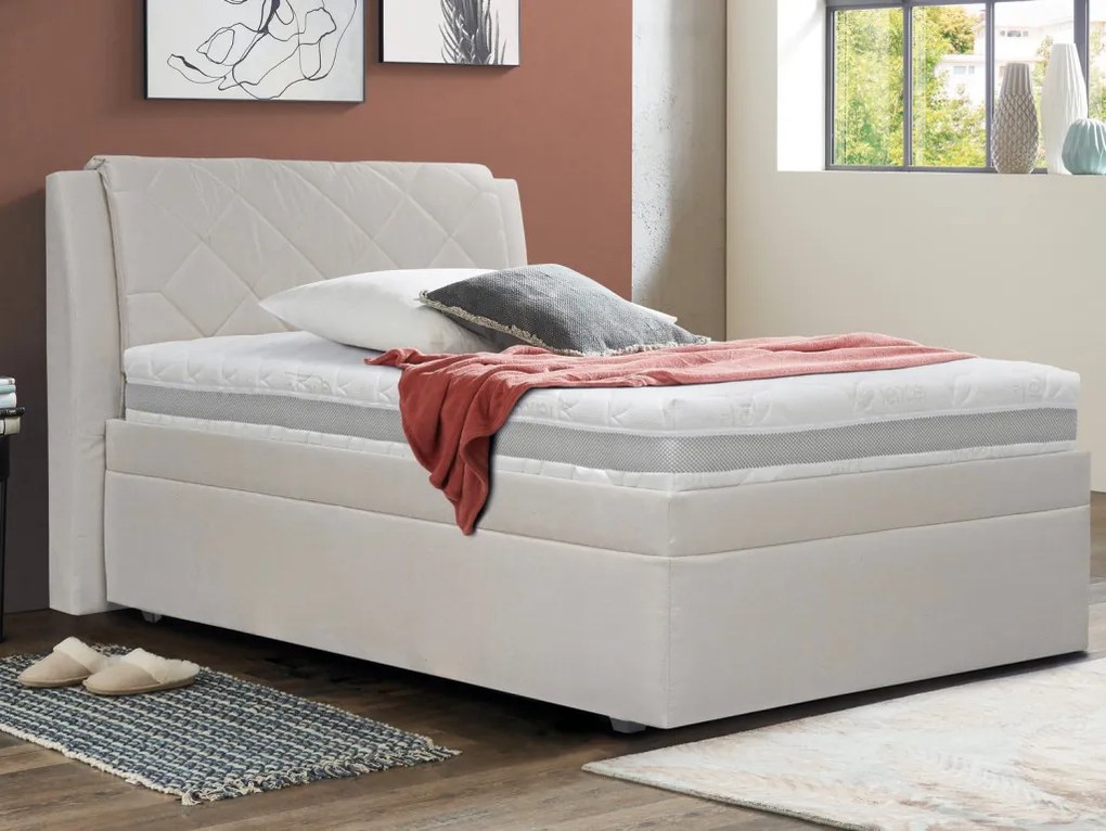 Posteľ Virginia 120x200 cm, krémová tkanina