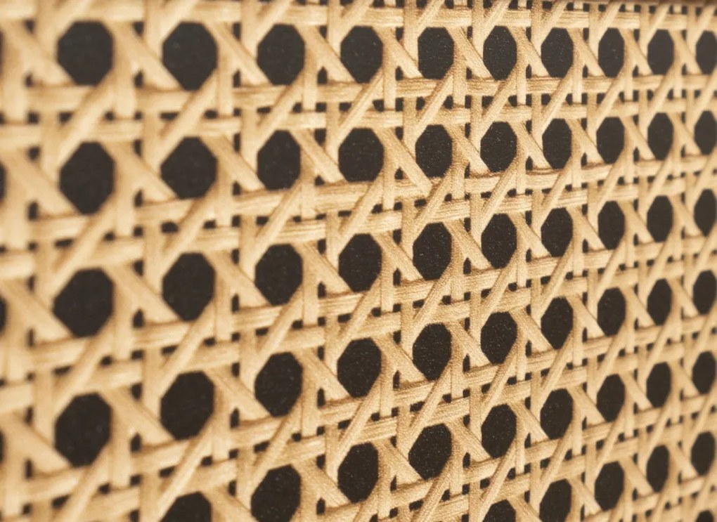 Vysoká vitrína Vienna, čierna/výplet