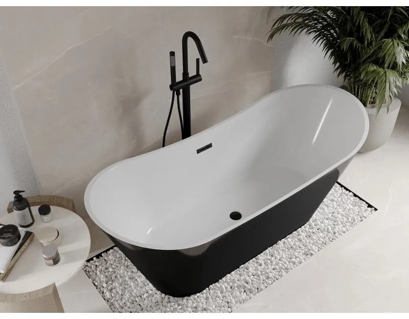 Mexen Celia, voľne stojaca vaňa 170 x 75 cm, biela-čierna, čierny matný prepad, 52331707575-70