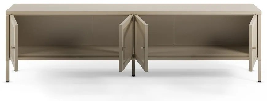 Krémovobiely kovový TV stolík 160x50x35 cm Fayna – Marckeric