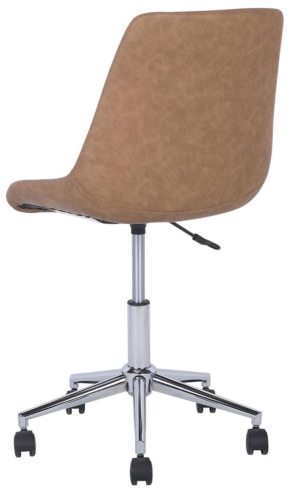 Koliesková stolička čalúnená hnedou koženkou MARIBEL Beliani