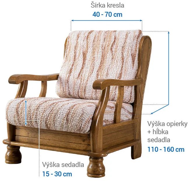 Bielastické poťahy OCEANO NOVÉ béžové kreslo s drevenými rúčkami (š. 40 - 70 cm)