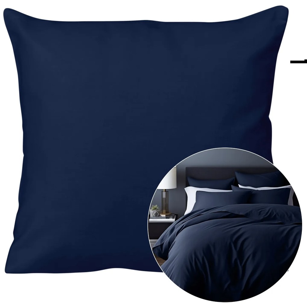 SATÉNOVÁ OBLIEČKA NA VANKÚŠ 40X40CM TMAVOMODRÁ