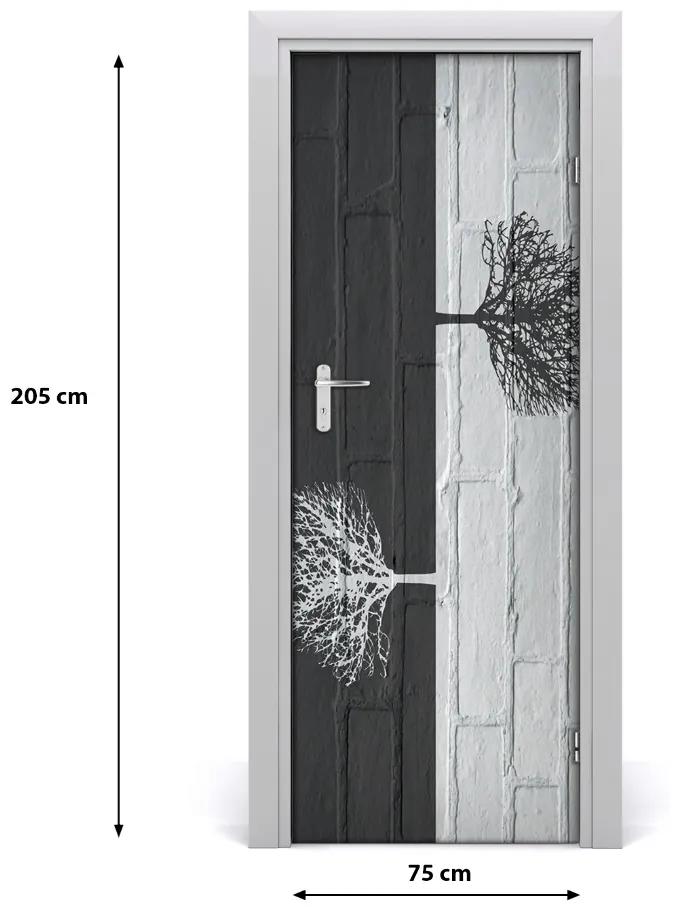 Samolepiace fototapety na dvere Stromy na stene 75x205 cm