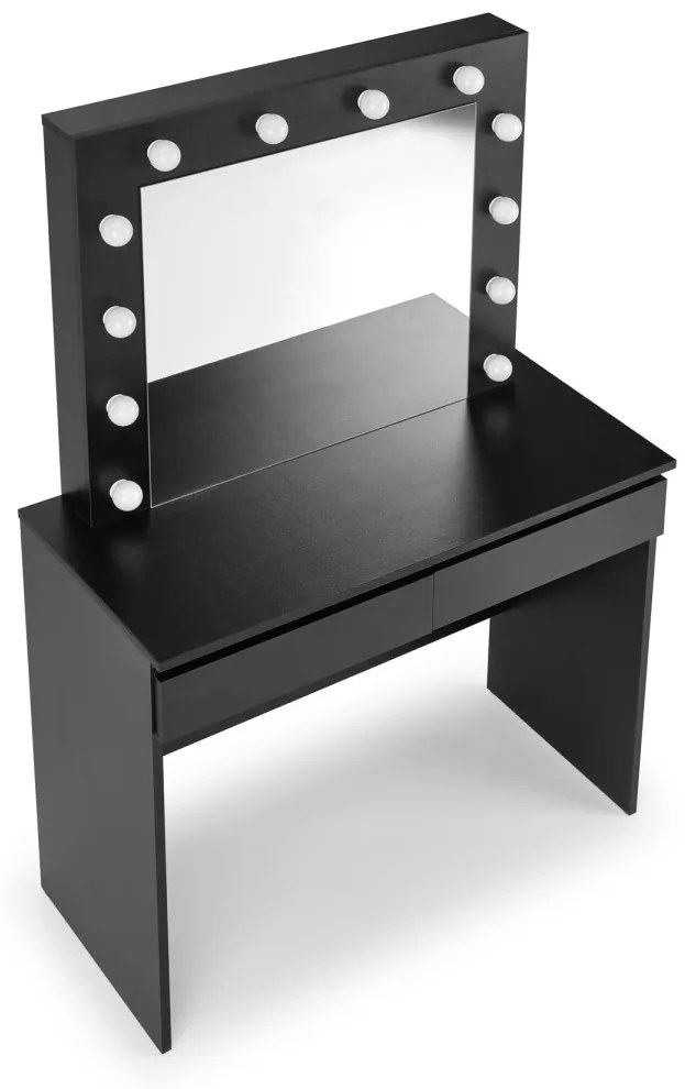 Toaletný stolík HOLLYWOOD s LED osvetlením 94 cm čierny