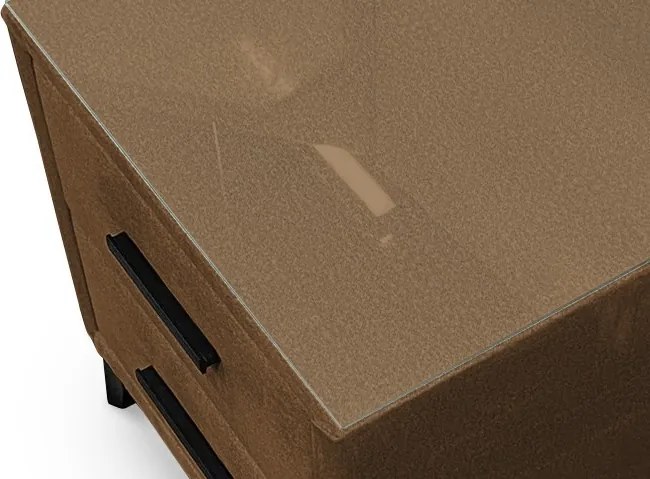 Nočný stolík s 2 zásuvkami Joy, whisky hnedá látka