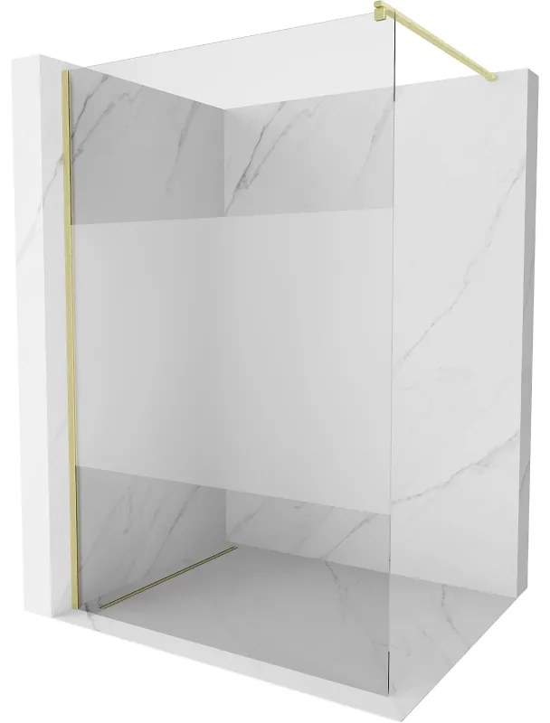 Mexen Kioto, sprchová zástena Walk-In 80 x 200 cm, 8mm číre sklo-námraza, zlatý matný profil, 800-080-101-55-35