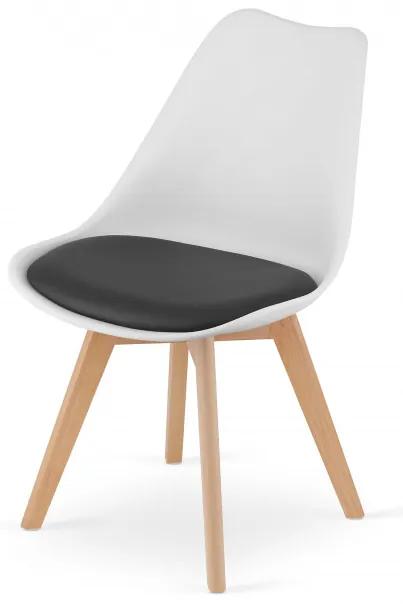 Jedálenská stolička MARK - bielo / čierna ( hnedé nohy)