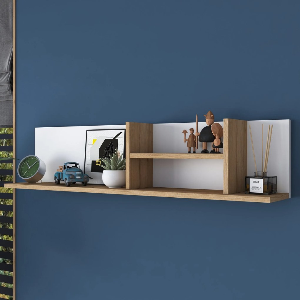 Nástenná polica AE103 biela/orech