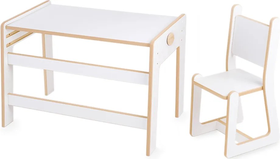 Montessori súprava do detskej izby – stôl a stolička, biela