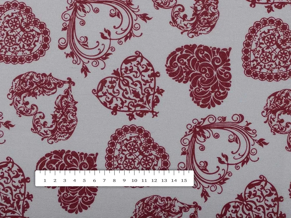 Biante Dekoračný záves PML-095 Vínové srdcia na sivom 145x250 cm