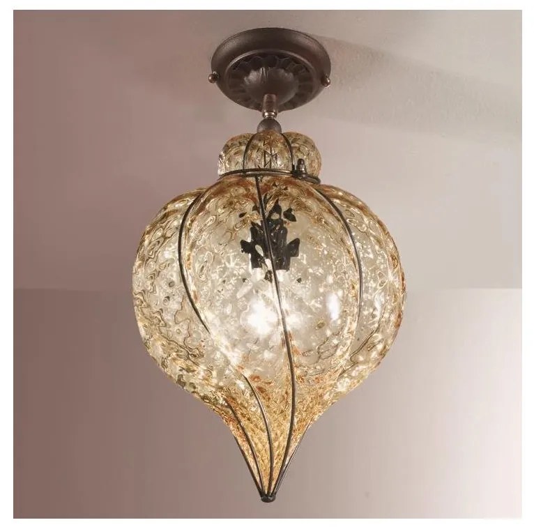 SIRU - Prisadený luster GOCCIA 1xE27/60W/230V pr.25 cm béžová/hnedá benátske sklo