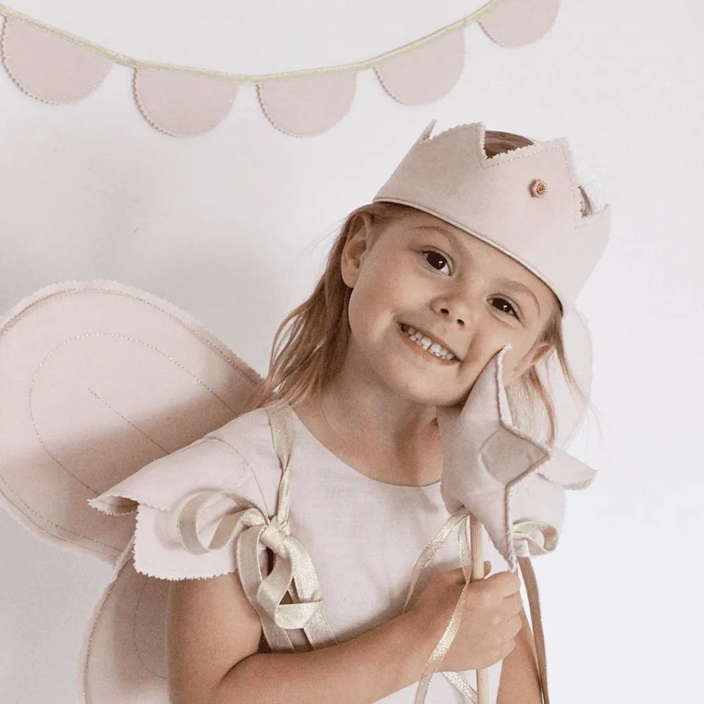 Ľanový kúzelný prútik púdrovo ružový so zlatom