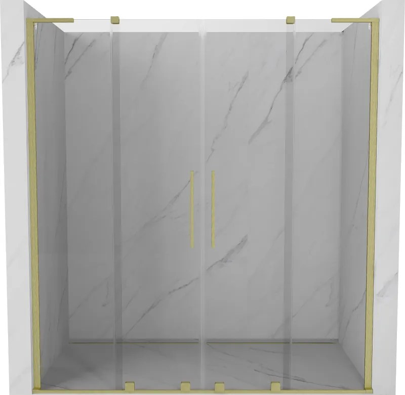 Mexen Velar L Duo, posuvné sprchové dvere do otvoru 170 cm, 8mm číre sklo, zlatá matná, 871-170-003-02-55