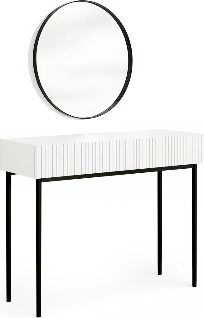 Toaletný stolík Nicole so zrkadlom 60 cm - biely mat / čierna
