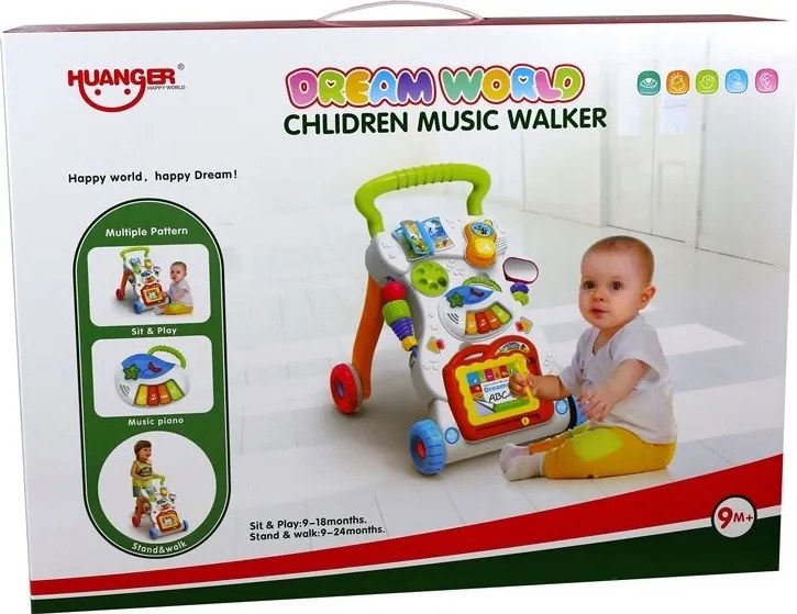LEAN Toys Odrážadlo, chodítko, telefón, klavír, kúzelná tabuľka 3 v 1