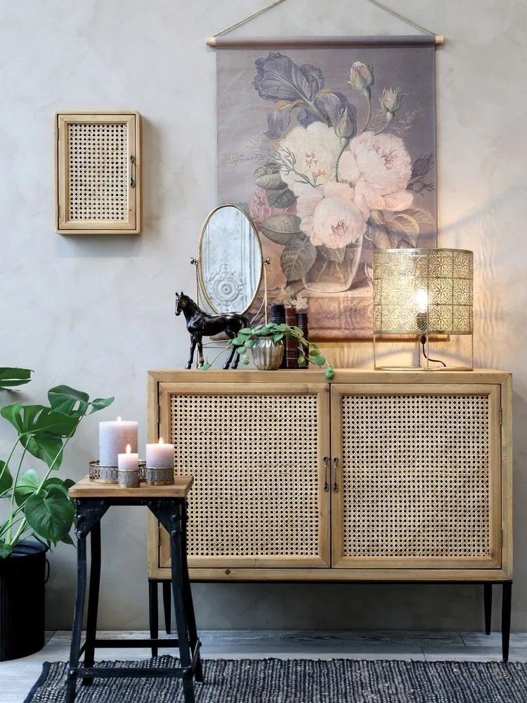 Mosadzná antik kovová stolná lampa so vzorom Tappie - 30*36 cm/ E27/ 40W