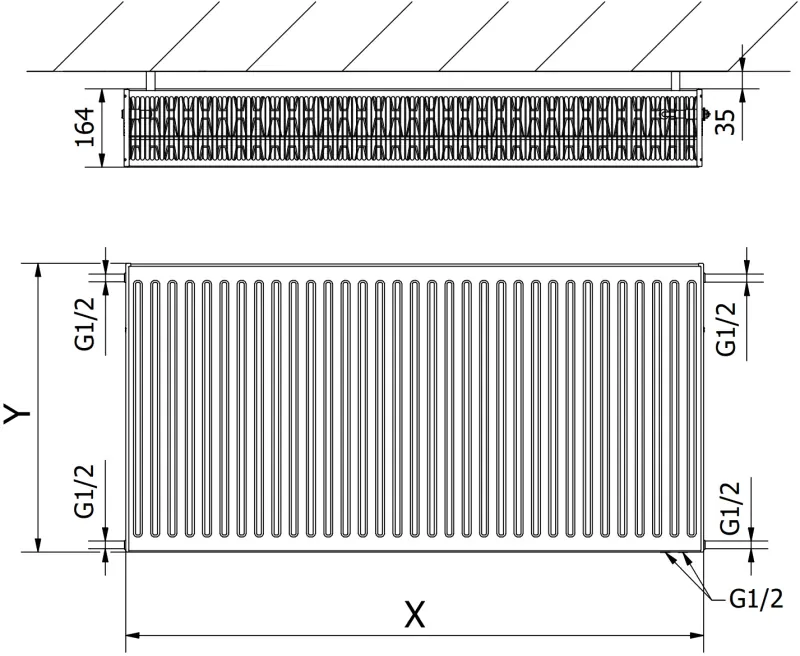 Mexen, Panelový radiátor Mexen CV33 300 x 400 mm, spodné pripojenie, 534 W, biely - W633-030-040-00