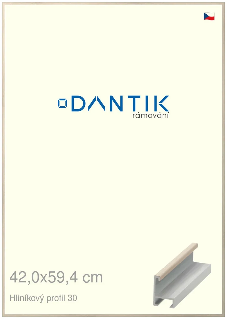 DANTIK rám na obraz 42x59,4 | ALU Dýha slovnová kost (Plexi Čiré)