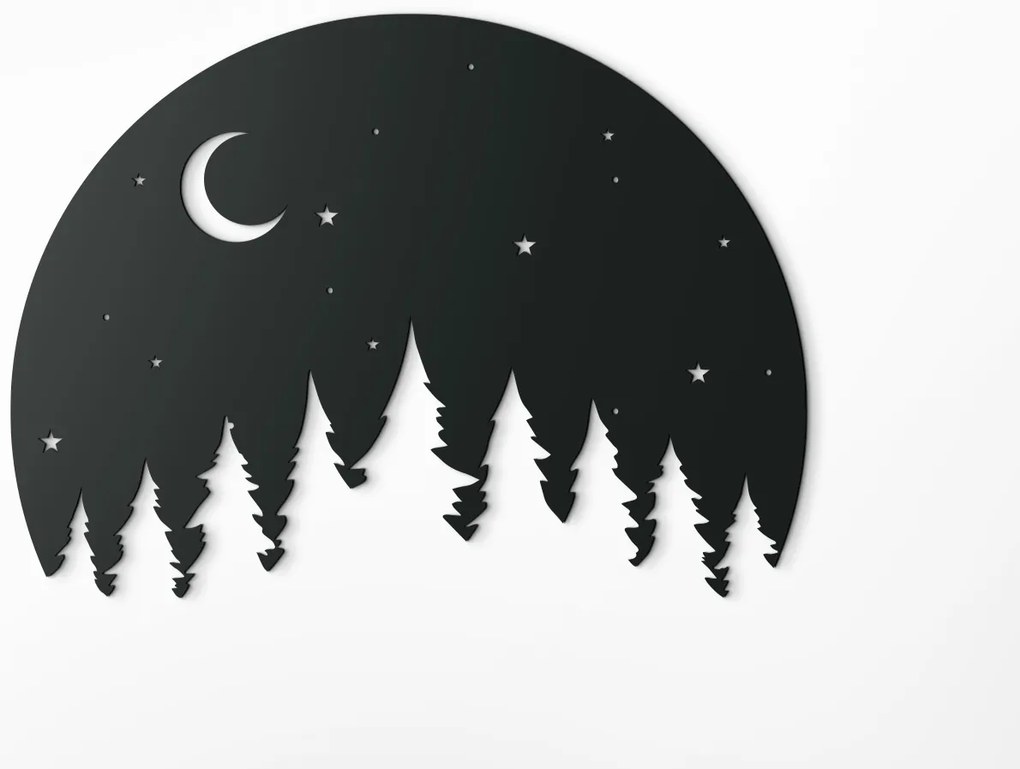 drevko Drevená nálepka Noc v lese Rozmer obrazu: 32,5 x 44,5 cm, Farba dekorácie: Čierna
