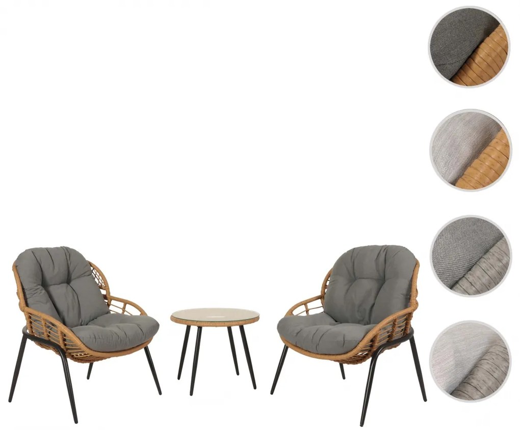 Súprava 2 kresielok a stolíka HWC-N33 - sivá, čalúnenie tmavosivá