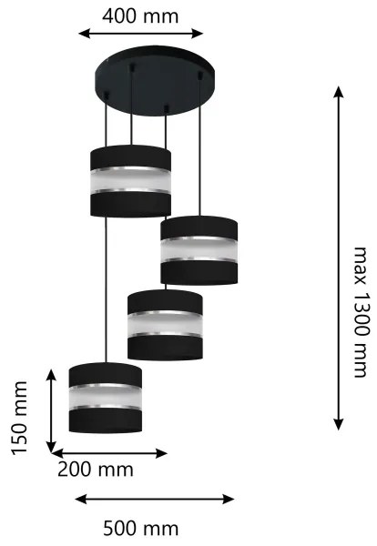 Luster na lanku HELEN 4xE27/15W/230V čierna