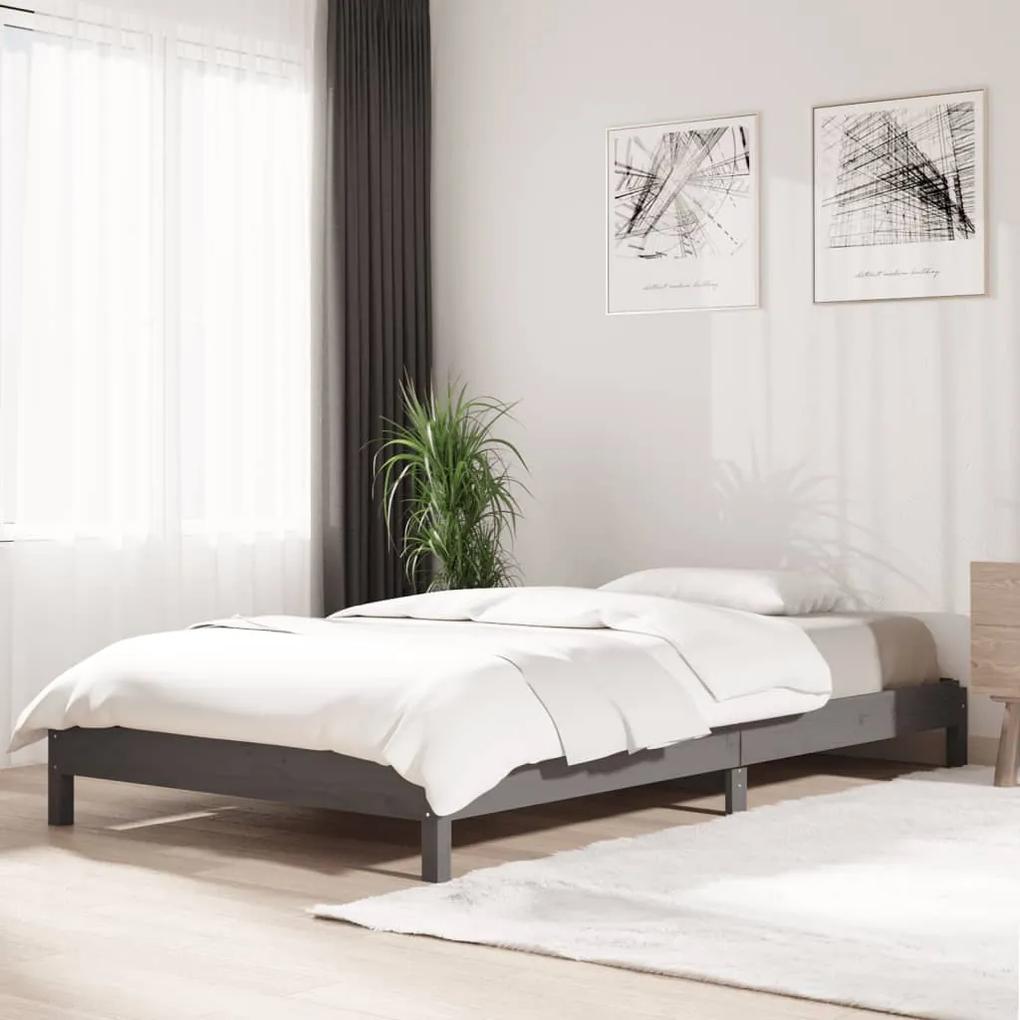 Stohovateľná posteľ sivá 100x200 cm borovicový masív