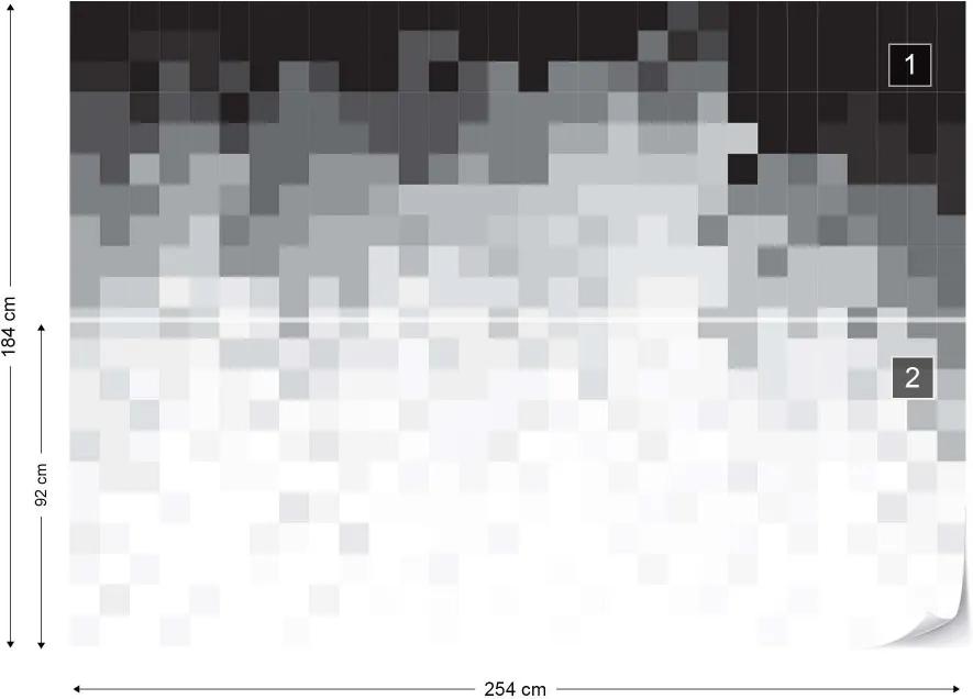 GLIX Fototapeta - Pixel Pattern Black And White Vliesová tapeta  - 254x184 cm