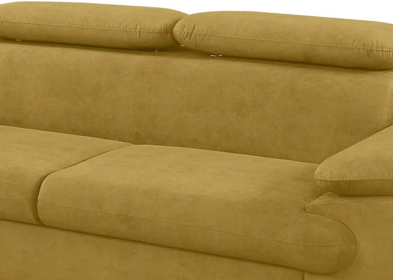 Rohová sedacia súprava Scala, kurkumovo žltá látka, ľavý roh