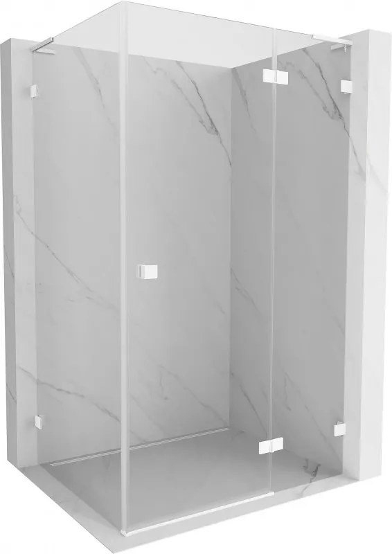 Mexen Lunar L, pravý výklopný sprchový kút 85 x 90 cm, 8mm číre sklo, biely profil, 834L-085-090-20-00-P