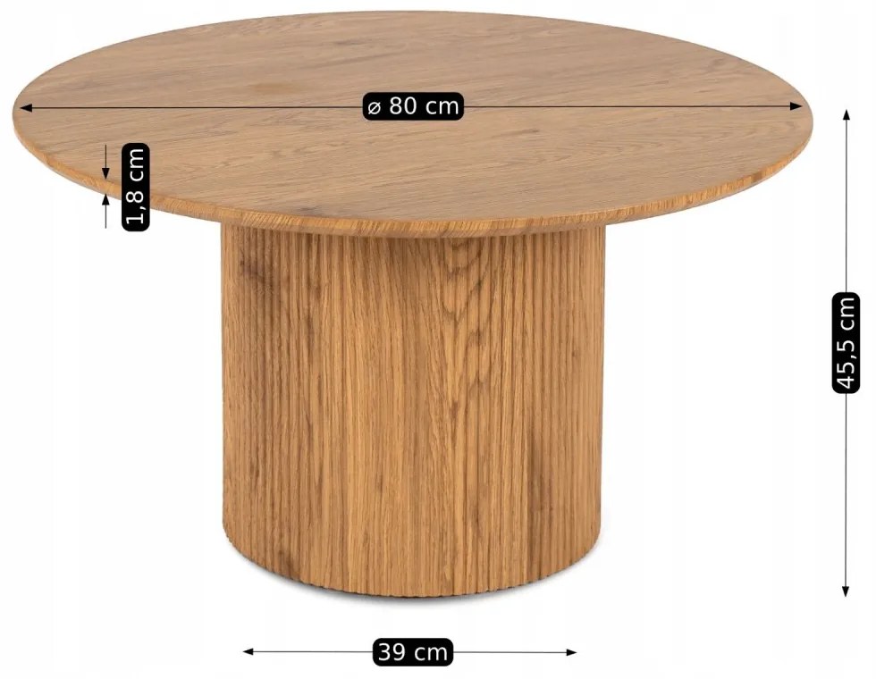 Okrúhly konferenčný stolík MAYLIN vo farbe dub Priemer: 80 cm