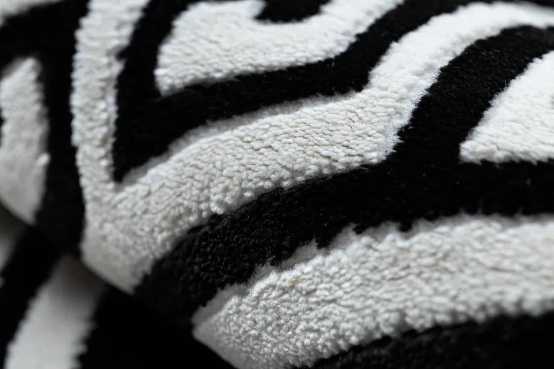 Kusový koberec Gloss 6776 85 greek black/ivory kruh, 200x200 (priemer) kruh, čiernobiela, chodba / predsieň, Dywany Łuszczów