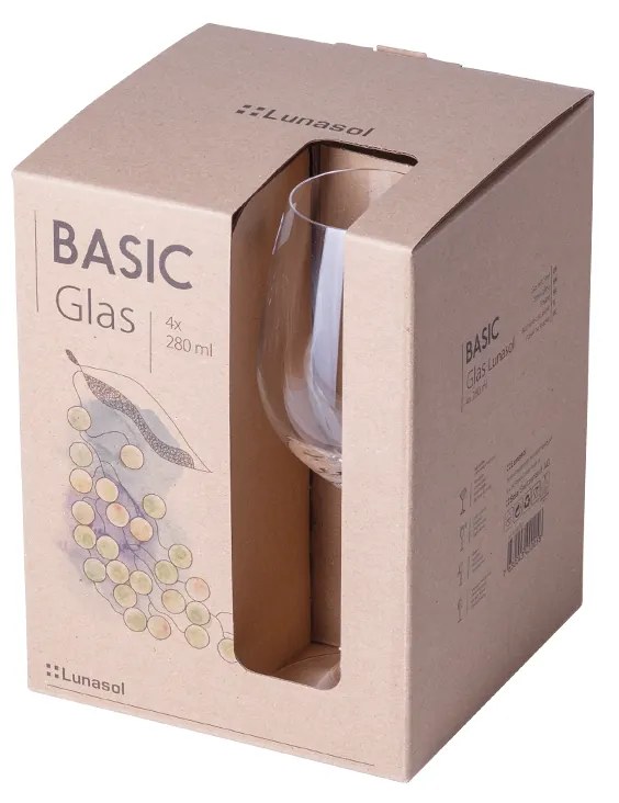 Poháre na biele víno 280 ml set 4 ks - BASIC Glas Lunasol META Glass - 322001