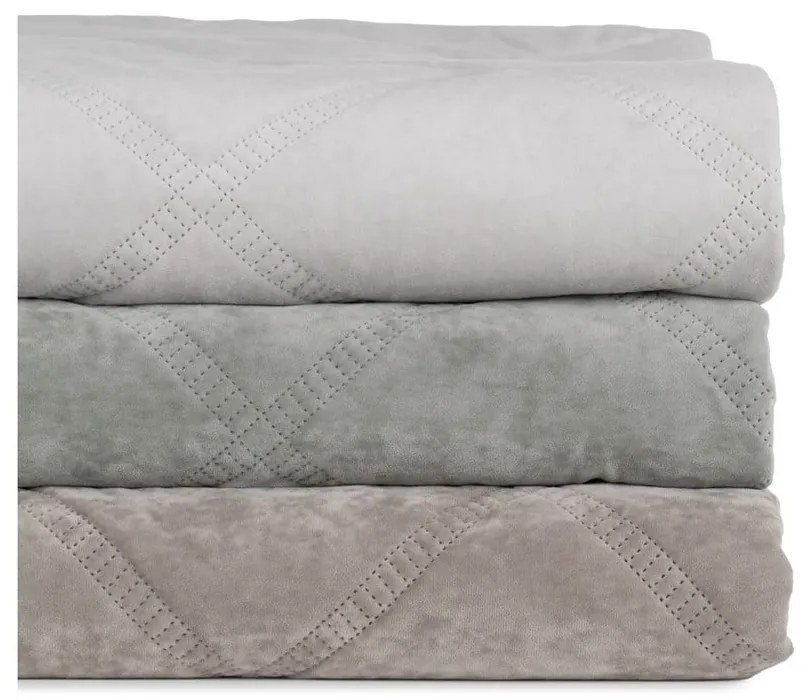 Krémový zamatový prešívaný pléd 230x260 cm – Ixia