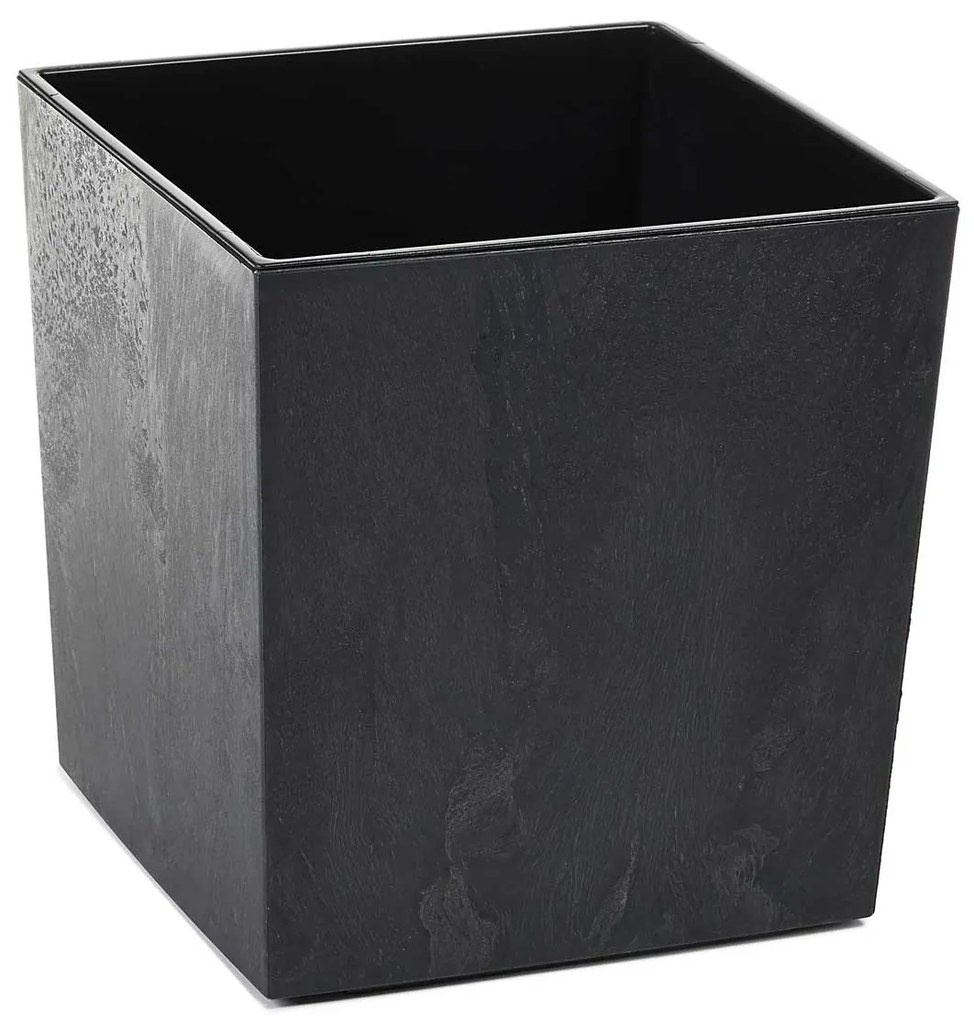 PLASTOVÝ KVETINÁČ FLORE 19X19 CM IMITÁCIA BETÓNU ČIERNA