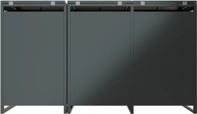 Kovový prístrešok pre 3 popolnice, antracit, 197×116×80 cm