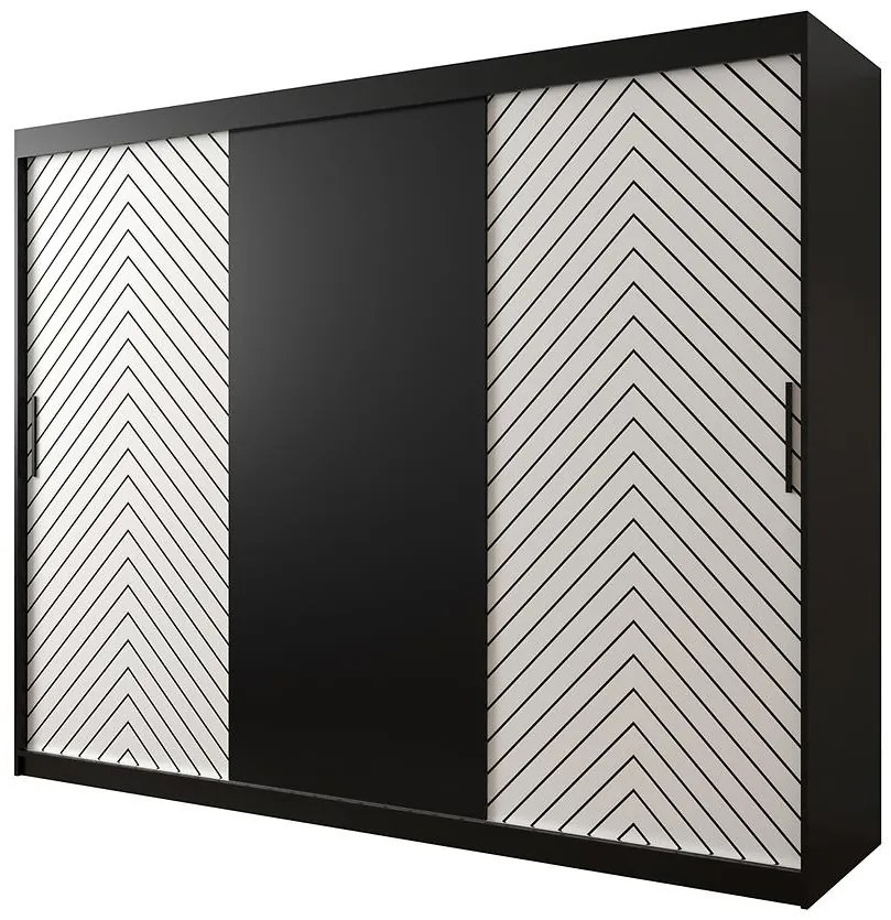 Skriňa Jodełka 250 čierna/biely/čierna