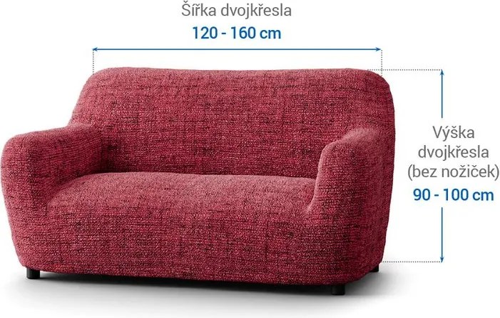 Bielastické poťahy VITTORIA bordó dvojkreslo (š. 120 - 160 cm)