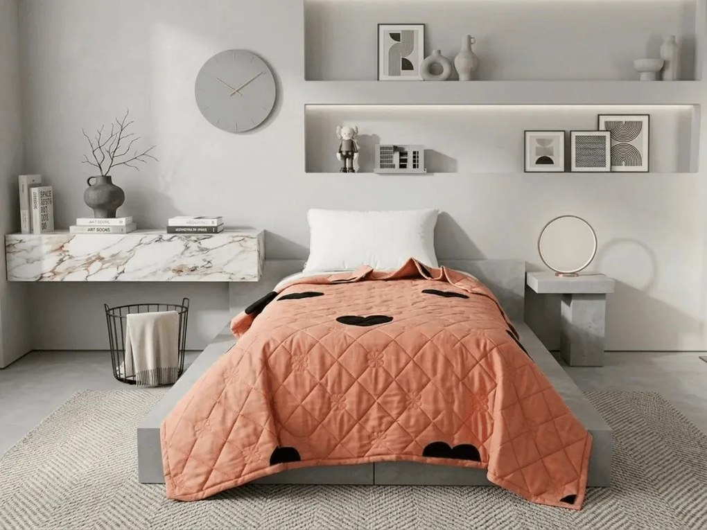 Letná prikrývka HEARTIX 140x200 cm, oranžová