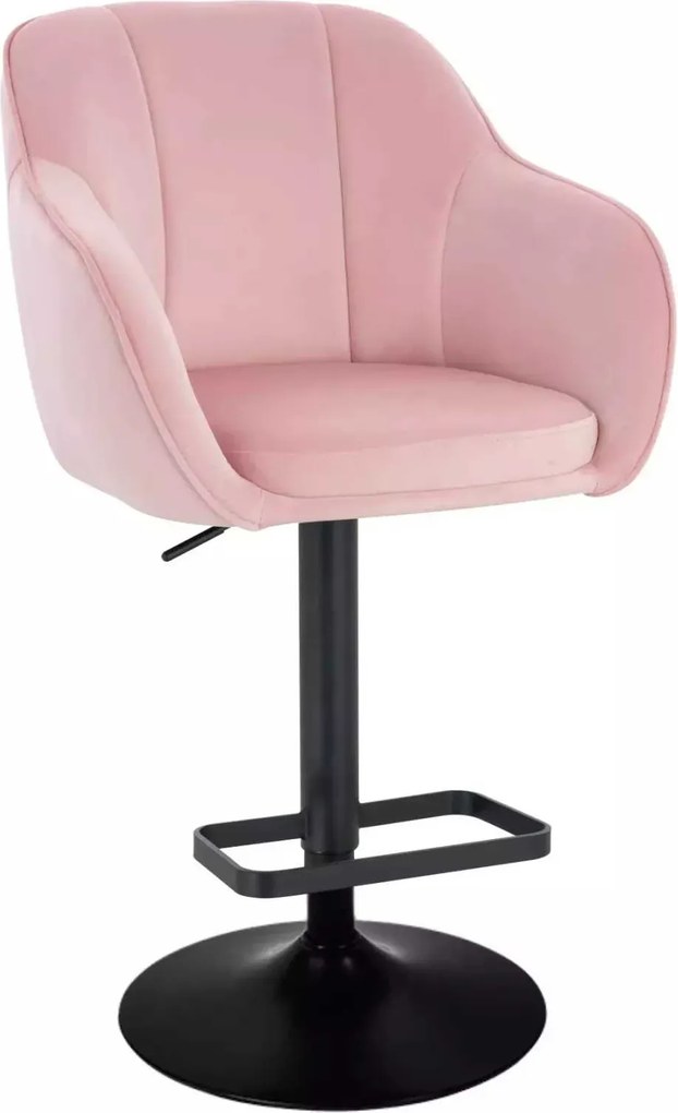 LuxuryForm DESIGN Barová stolička AVOLA VELUR na čiernom tanieri - svetlo ružová